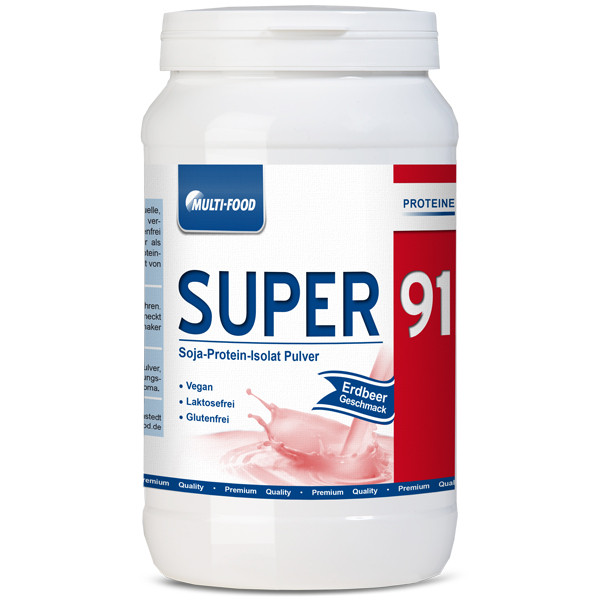 Multi-Food, Super 91, Soja Protein, Isolat, 750 g, Dose, Erdbeere