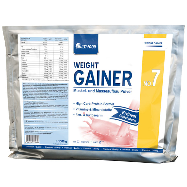 Zunehmen mit Weight Gainer 1500 g-Beutel Erdbeere